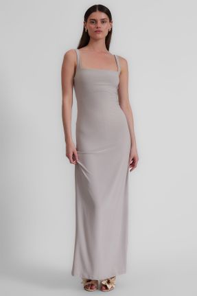 لباس بژ زنانه بافت پنبه - پلی استر - الاستن بند دار کد 837028487