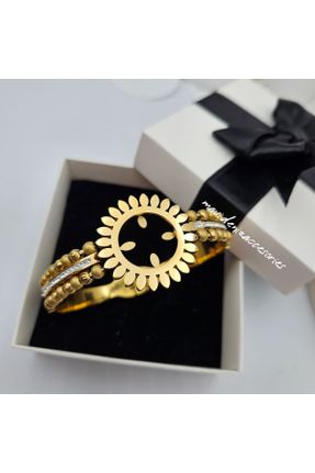 دستبند استیل طلائی زنانه فولاد ( استیل ) کد 746944454