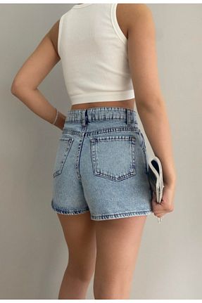 شلوارک و برمودا آبی زنانه فاق بلند glitzwear - کد 842212878