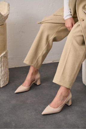 کفش مجلسی نباتی زنانه پاشنه ضخیم چرم مصنوعی پاشنه متوسط ( 5 - 9 cm ) کد 807104161