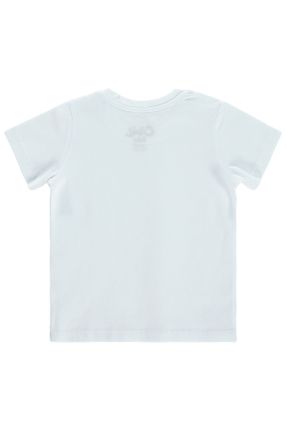 تی شرت سفید بچه گانه رگولار یقه گرد تکی کد 661381944