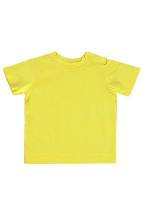 تی شرت زرد بچه گانه رگولار یقه گرد تکی کد 822902469