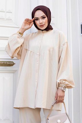 ست بالاتنه و پائین تنه حجاب بژ زنانه Balon MİSSKAYLE - کد 833103619