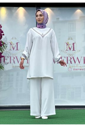 ست بالاتنه و پائین تنه سفید زنانه بافتنی Senna Design - کد 842426560