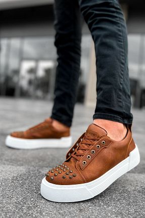کفش اسنیکر قهوه ای مردانه بند دار BZ Moda - کد 842504536