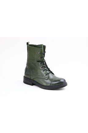 بوت / نیم بوت سبز زنانه چرم خالص AyakkabıdaMarka - کد 59055857