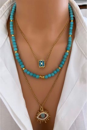 گردنبند جواهر آبی زنانه سنگی کد 837970163