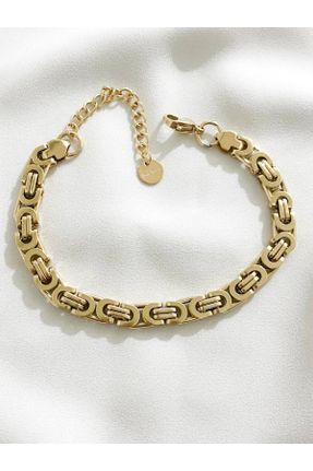 دستبند استیل طلائی زنانه فولاد ( استیل ) کد 820318791