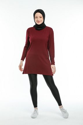 تونیک حجاب زرشکی زنانه بافتنی YCG GİYİM - کد 104576431
