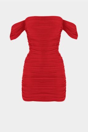 لباس قرمز زنانه بافتنی مخلوط پلی استر رگولار کد 283422368