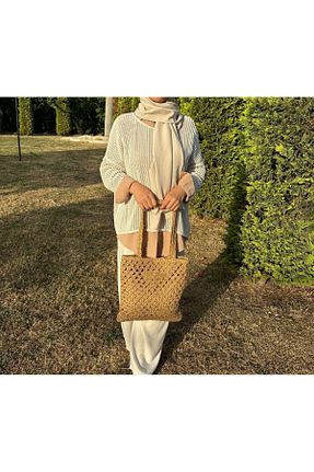 کیف دوشی خاکی زنانه حصیر Straw Ropa - کد 840717256