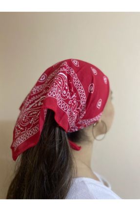 دستمال گردن قرمز زنانه پنبه (نخی) کد 123210011