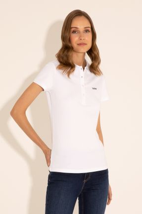 تی شرت سفید زنانه یقه پولو کد 830643887