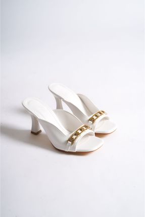 کفش پاشنه بلند کلاسیک سفید زنانه چرم مصنوعی پاشنه نازک پاشنه متوسط ( 5 - 9 cm ) کد 722733370