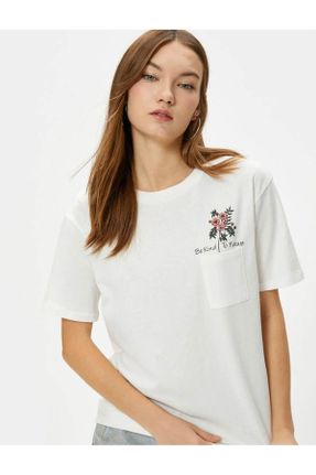 تی شرت نباتی زنانه رگولار یقه گرد پنبه (نخی) تکی بیسیک کد 788582017