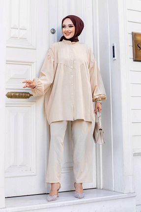 ست بالاتنه و پائین تنه حجاب بژ زنانه Balon MİSSKAYLE - کد 833103619
