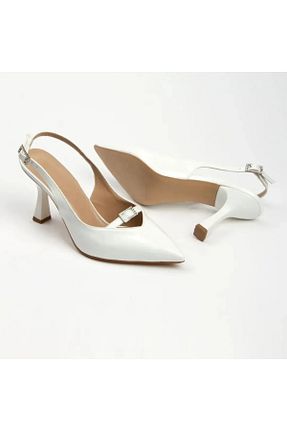 کفش پاشنه بلند کلاسیک سفید زنانه چرم مصنوعی MODA İBO SHOES - کد 839738005
