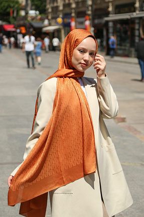 شال نارنجی زنانه Hint İpek - کد 842262473