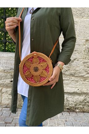 کیف دوشی قرمز زنانه حصیر POLO style - کد 842430063