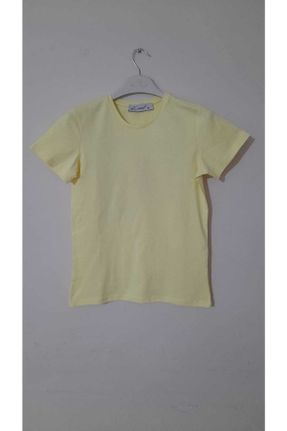 تی شرت زرد زنانه یقه گرد تکی کد 346385794