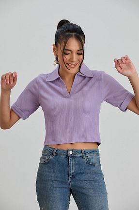 بلوز بنفش زنانه ساده Space Fashion - کد 830567118