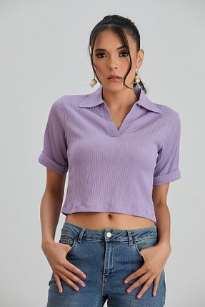 بلوز بنفش زنانه ساده Space Fashion - کد 830567118