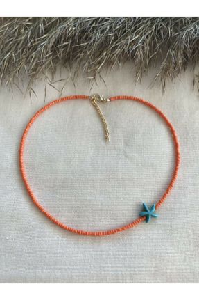 گردنبند جواهر نارنجی زنانه سنگی کد 112605997