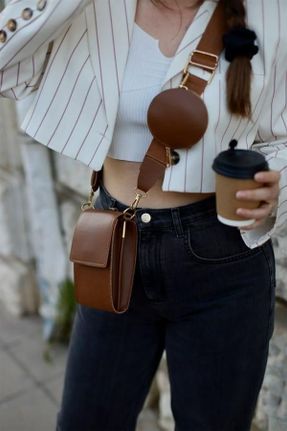 کیف دوشی قهوه ای زنانه چرم مصنوعی کد 705109970