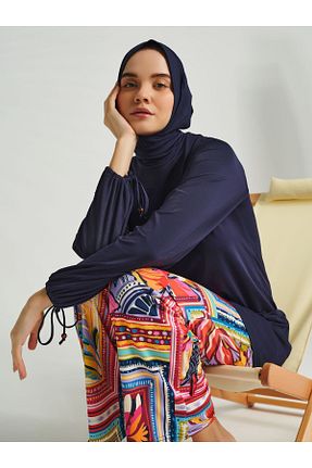 مایو حجاب سرمه ای زنانه چاپی Alfasa - کد 816097919