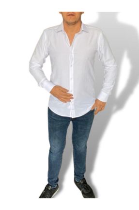 پیراهن سفید مردانه اسلیم فیت تریکتون کد 387615568