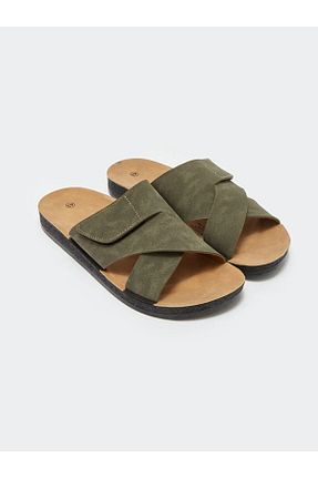 دمپائی خاکی مردانه چرم مصنوعی LC Waikiki - کد 812956487