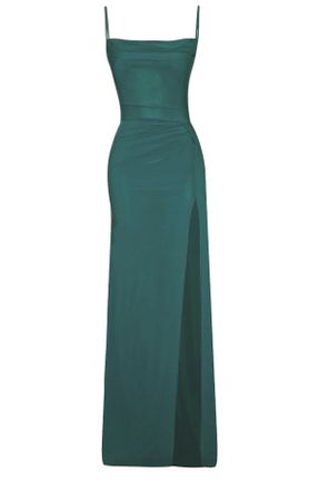 لباس فارغ التحصیلی سبز زنانه لیکرا آستین استاندارد رگولار یقه مربع کد 135519665