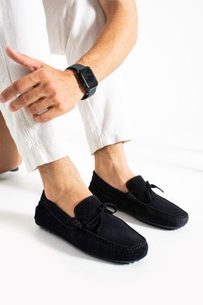 کفش لوفر سرمه ای مردانه چرم طبیعی پاشنه کوتاه ( 4 - 1 cm ) کد 92775758