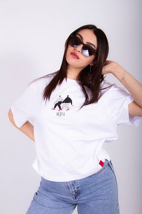 تیشرت سفید زنانه رگولار Quff - کد 842744366