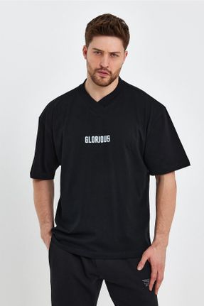 تی شرت مشکی مردانه اورسایز یقه هفت تکی بیسیک کد 676018163