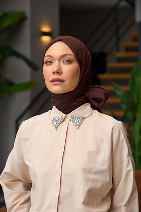 شال قهوه ای زنانه FRESCO SCARFS - کد 842000414