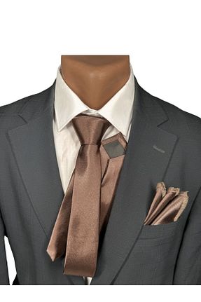 کراوات قهوه ای مردانه پلی استر HARES - کد 840665173