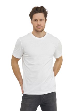تی شرت سفید مردانه اسلیم فیت یقه گرد کد 813946698