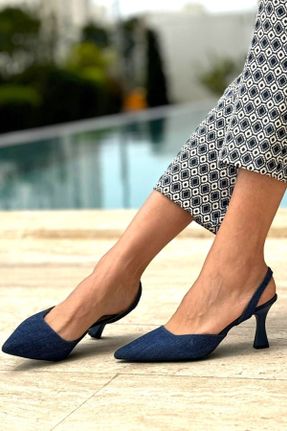 کفش پاشنه بلند کلاسیک آبی زنانه چرم مصنوعی پاشنه نازک پاشنه متوسط ( 5 - 9 cm ) کد 820479028