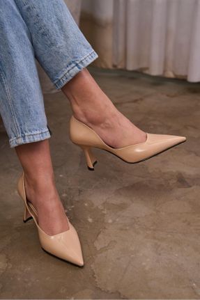 کفش مجلسی بژ زنانه پاشنه متوسط ( 5 - 9 cm ) چرم مصنوعی پاشنه ضخیم کد 803386315
