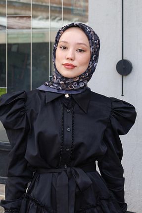 روسری طوسی پنبه ای Hint İpek - کد 842260387