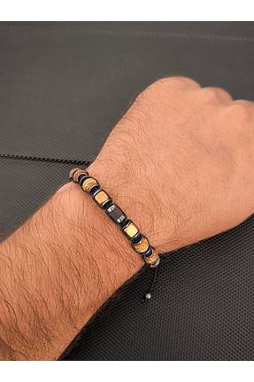 دستبند جواهر زرد زنانه سنگ طبیعی tahrastone - کد 841341341