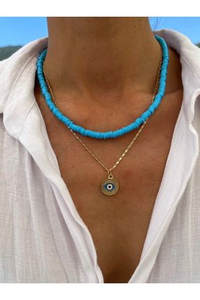 گردنبند جواهر فیروزه ای زنانه پوشش لاکی کد 329890049