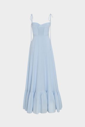 لباس آبی زنانه بافتنی اسلیم فیت بند دار کد 841546096