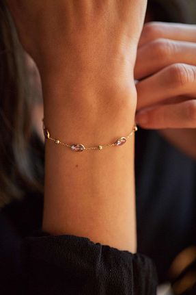 دستبند طلا بنفش زنانه 14 عیار Goldstation - کد 410930475