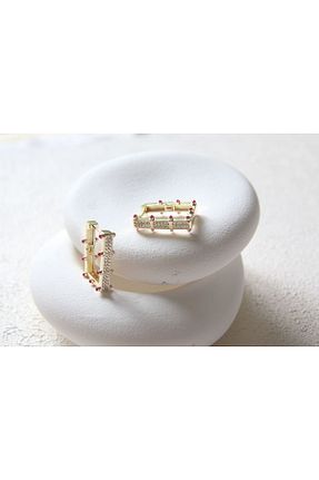 گوشواره استیل (فولاد) طلائی زنانه رودیوم Aksesuar - کد 840147133