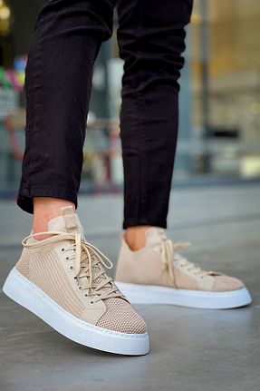 کفش اسنیکر بژ مردانه بند دار BZ Moda - کد 842624846