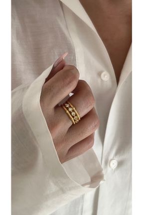 انگشتر جواهر طلائی زنانه روکش طلا کد 586164123