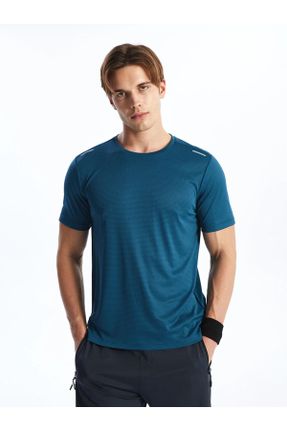 تی شرت آبی مردانه رگولار یقه گرد پلی استر تکی کد 832290223