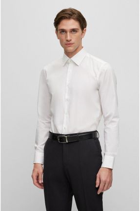 پیراهن سفید مردانه اورسایز یقه پیراهنی کد 798230722